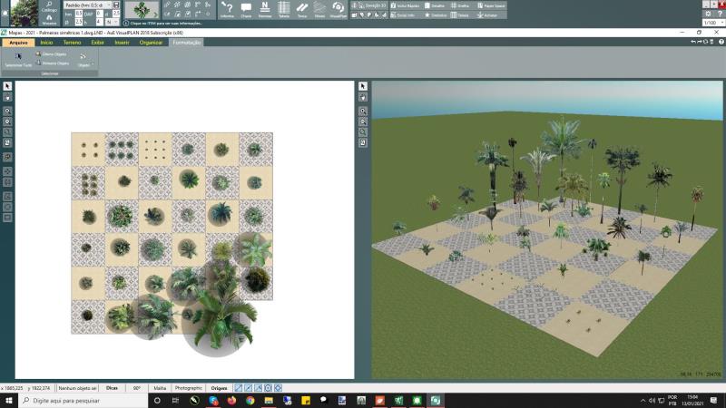 Cena com os mapas de palmeiras no VisualPLAN 1 de 2