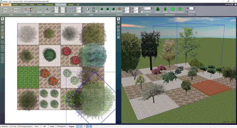 Coleção de Árvores para AuE LandOffice reunidas em um projeto VisualPLAN
