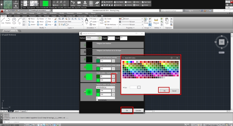 Figura 6: Configurando as cores da hachura no AutoLANDSCAPE 2017
