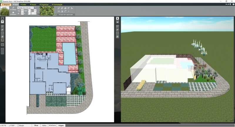 Figura 1: Visualização e edição simultânea dos projetos em 2D e em 3D