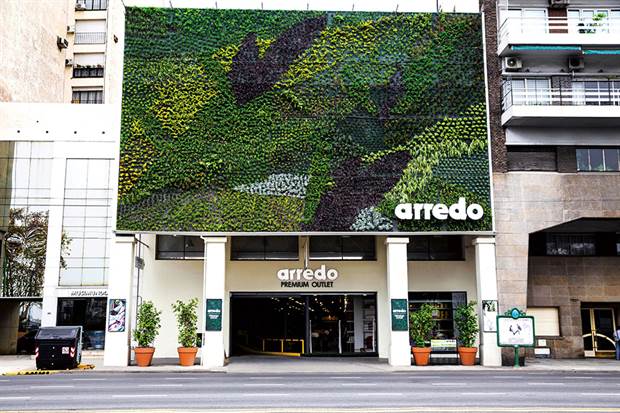 Em um local comercial localizado no Libertador, um mural inteiro de plantas. Foto: Living / Daniel Karp