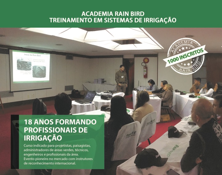 Curso de HydroLANDSCAPE:  Academia Rain Bird acontece este mês em Belo Horizonte