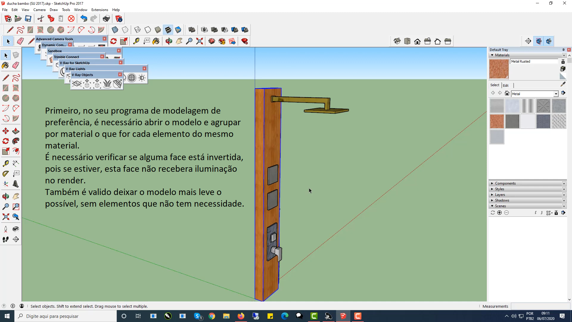 Verificando modelo no programa de modelagem 3D