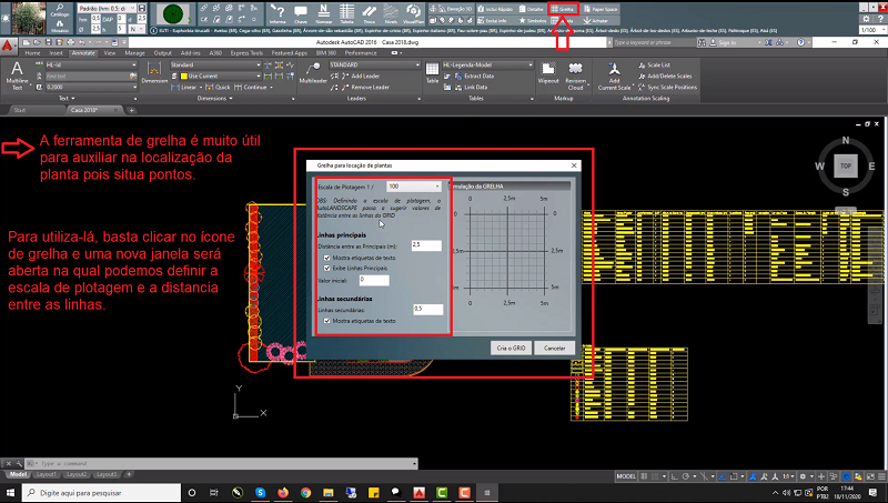 Configurando a grelha