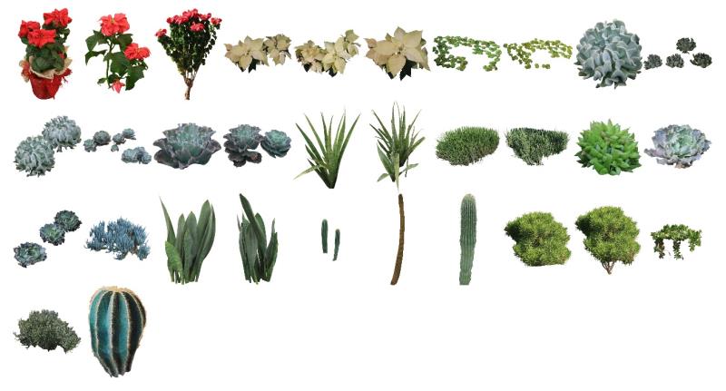 32 mapas das plantas desta coleção dipostos em uma fotomontagem