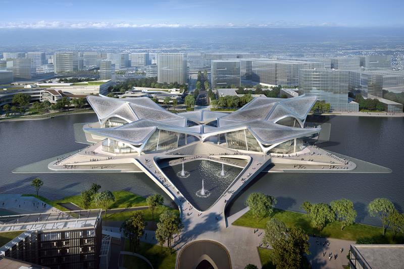 Conheça o projeto do Centro de Arte Cívica de  Zhuhai Jinwan, Zaha Hadid Architects
