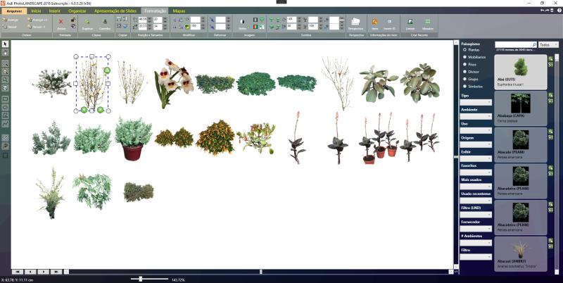 Mapas das plantas da coleção inseridos no PhotoLANDSCAPE