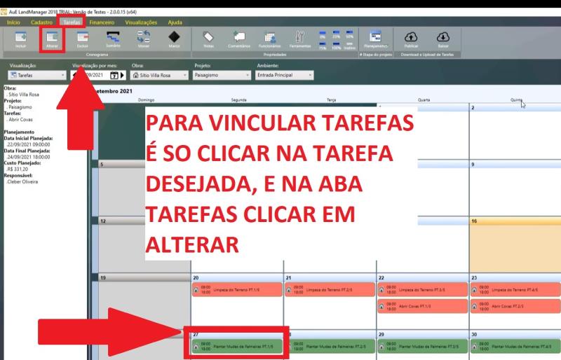 Vinculando tarefas no LandMANAGER