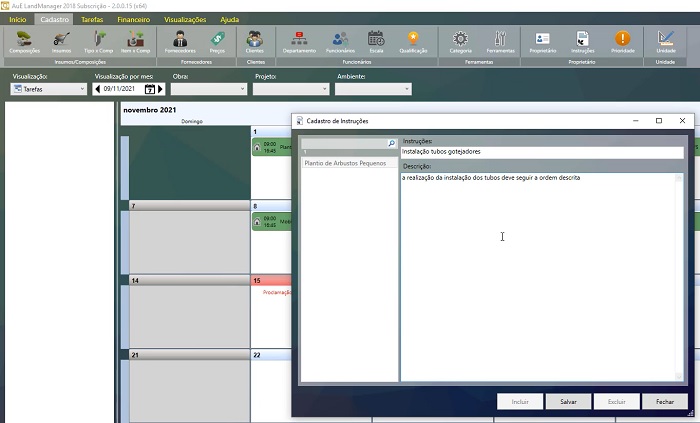 LandMANAGER: Criando instruções para realização de tarefas