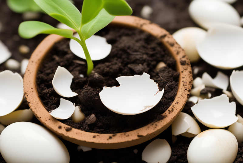  Imagem de cascas de ovo no solo de plantas feita com inteligência artifcial