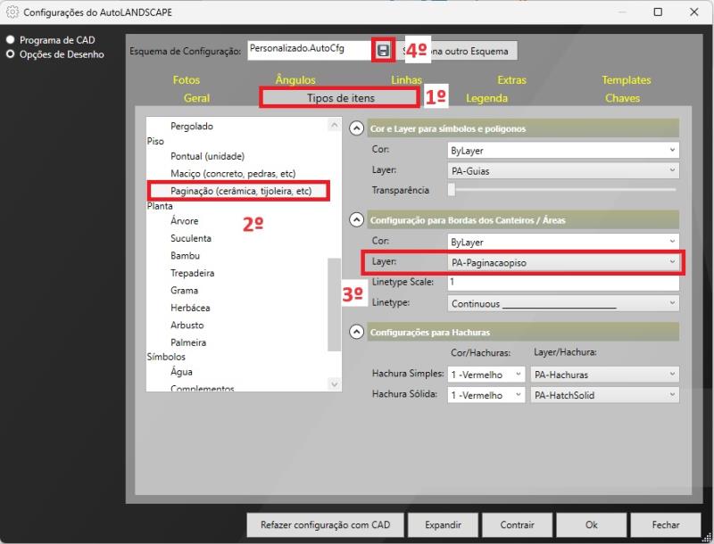 Alterando um padrão de layers dos itens