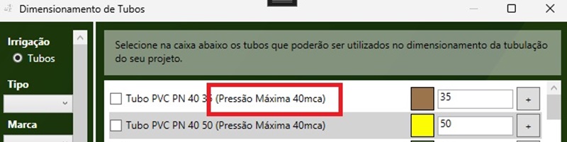 Unidade do limite de pressão máxima das tubulações Unidade do limite de pressão máxima das tubulações
