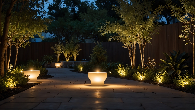Jardim com projeto de iluminação