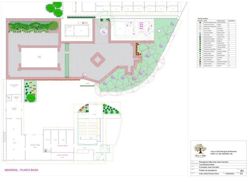 Projeto de Paisagismo do Memorial José Carvalho realizado pela empresa Viva a Vida Serviços Ambientais