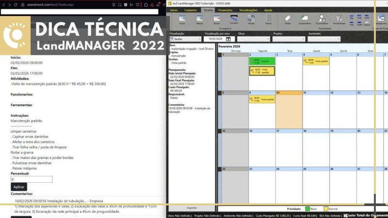 LandMANAGER 2022: Cadastro e uso de Instruções em Tarefas