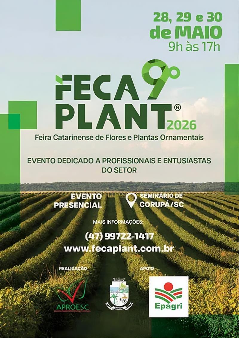 FECAPLANT 2026 acontece de 28 a 30 de maio em Corupá (SC)