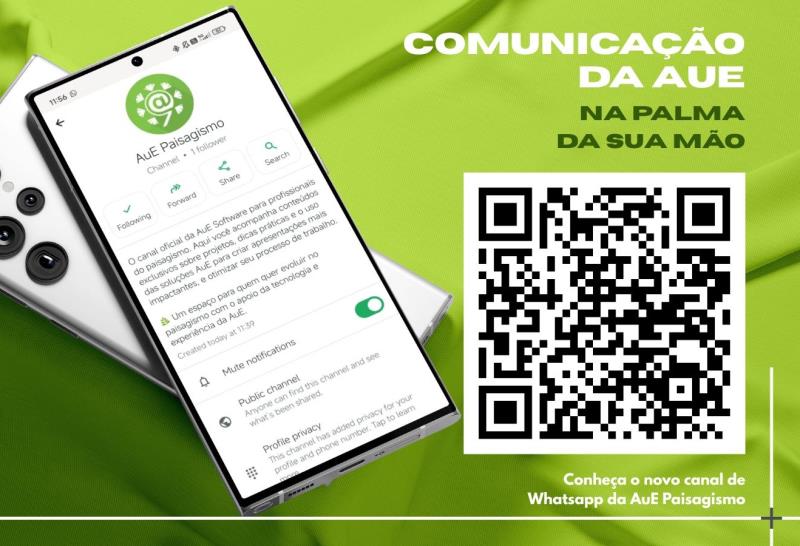 Conheça o novo canal de comunicação da AuE Paisagismo no Whatsapp