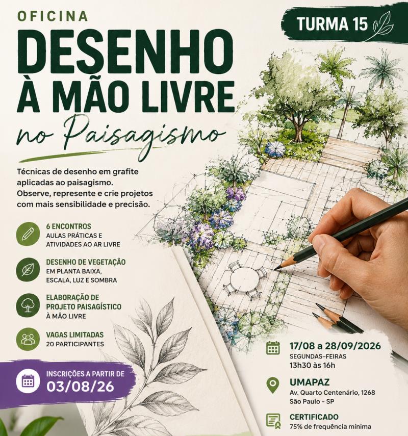 UMAPAZ promove Oficina de Desenho à Mão Livre no Paisagismo com início em agosto