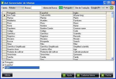 Sistema AuE Paisagismo 2009 - Programa gerenciador de idiomas