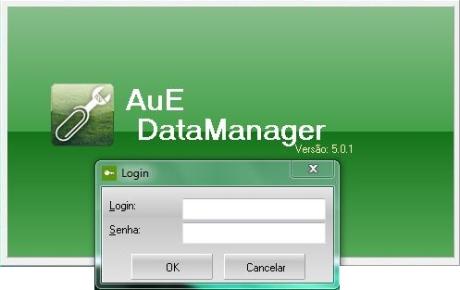 Sistema AuE Paisagismo 2009 - Tela de login no Data Manager com controle de usuários ativado
